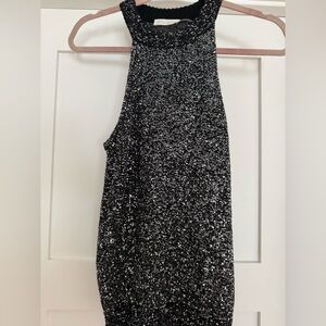 Ramy Brook Black Sequin Knit Top